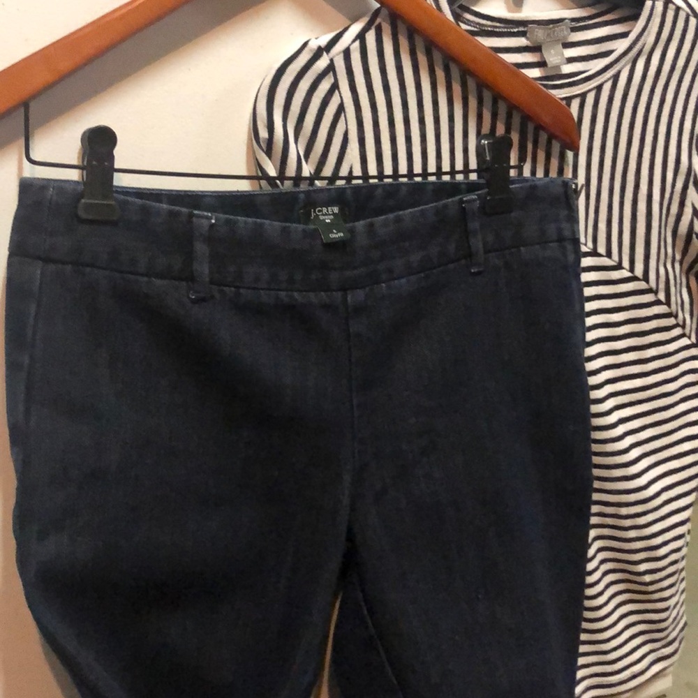 Adorable J Crew side zip stretch city crops & FREE tee